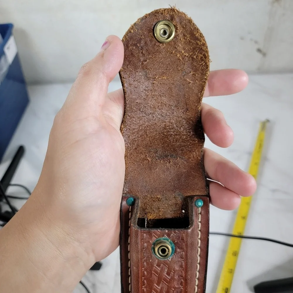 Unbranded Concealer Leather Knife Holster Tooled Basket Pattern GORGEOUS 6